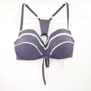 Shade & Shore Purple Crochet Racerback Bikini Top Size 38B NWT